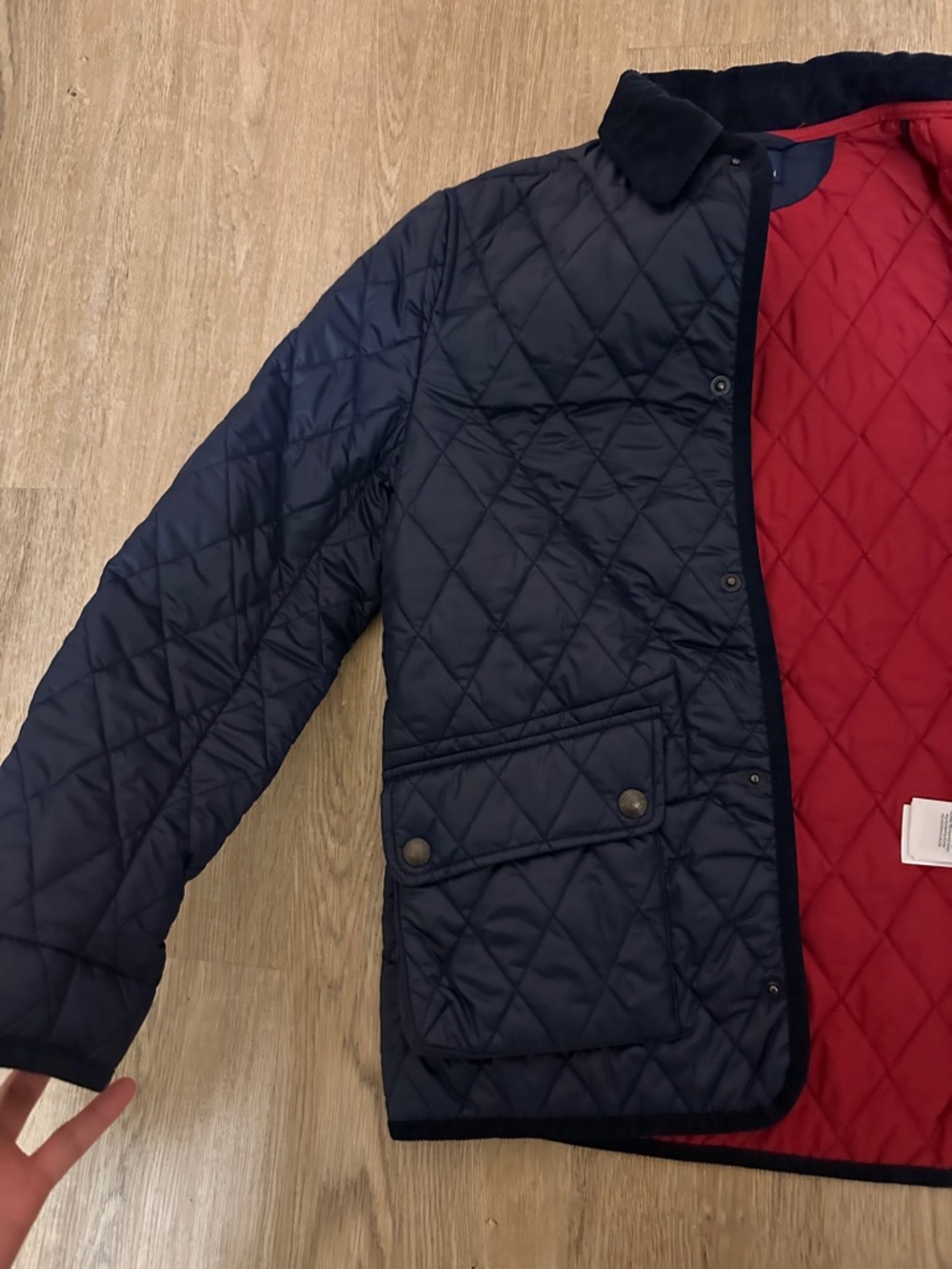 ⚡️ Polo by Ralph Lauren Quilted Navy Puffer Jacket with Corduroy Collar - Picture 9 of 11